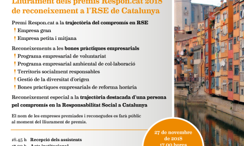 La quarta edició dels Premis Respon.cat, els premis de l’RSE a Catalunya, tindrà lloc a Girona
