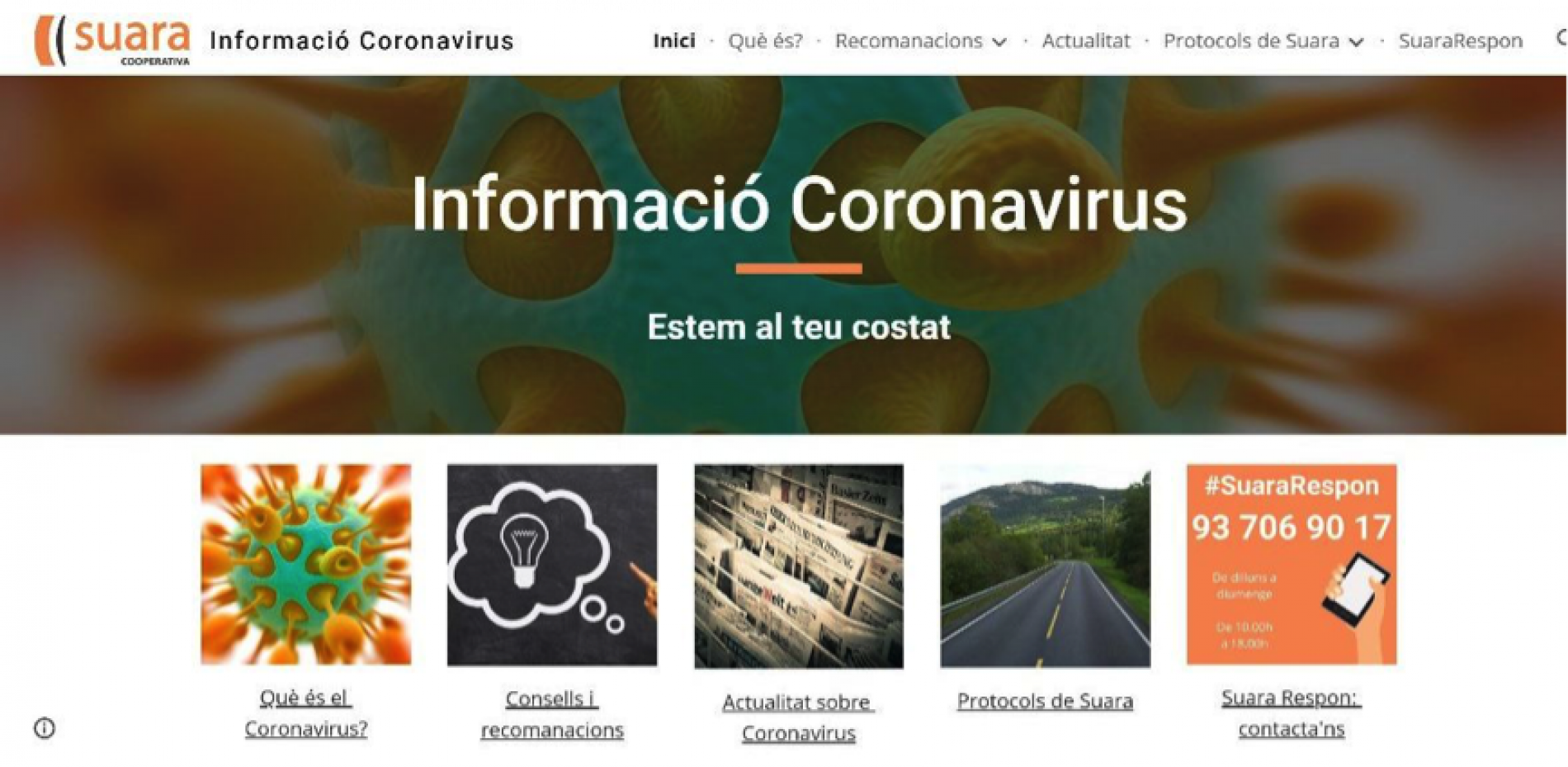 Suara habilita un web especial amb informació sobre Coronavirus i un telèfon d’atenció ciutadana