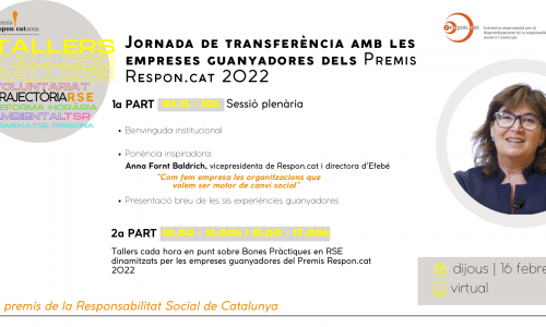 Le invitamos a la Jornada de Transferencia de Buenas Prácticas de las empresas ganadoras de los Premios Respon.cat 2022