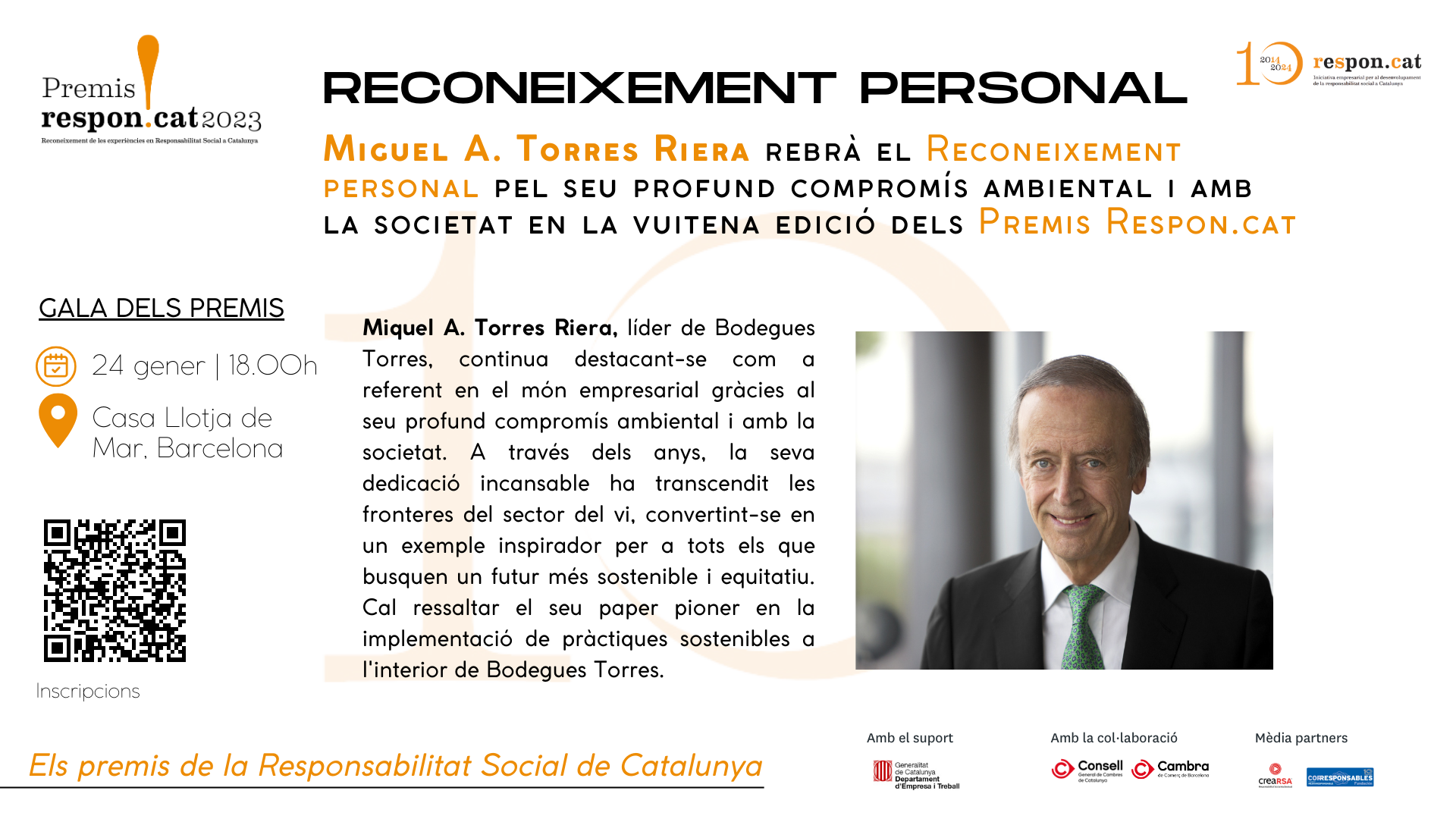 Miquel Torres Reconeixement personal premis Respon.cat