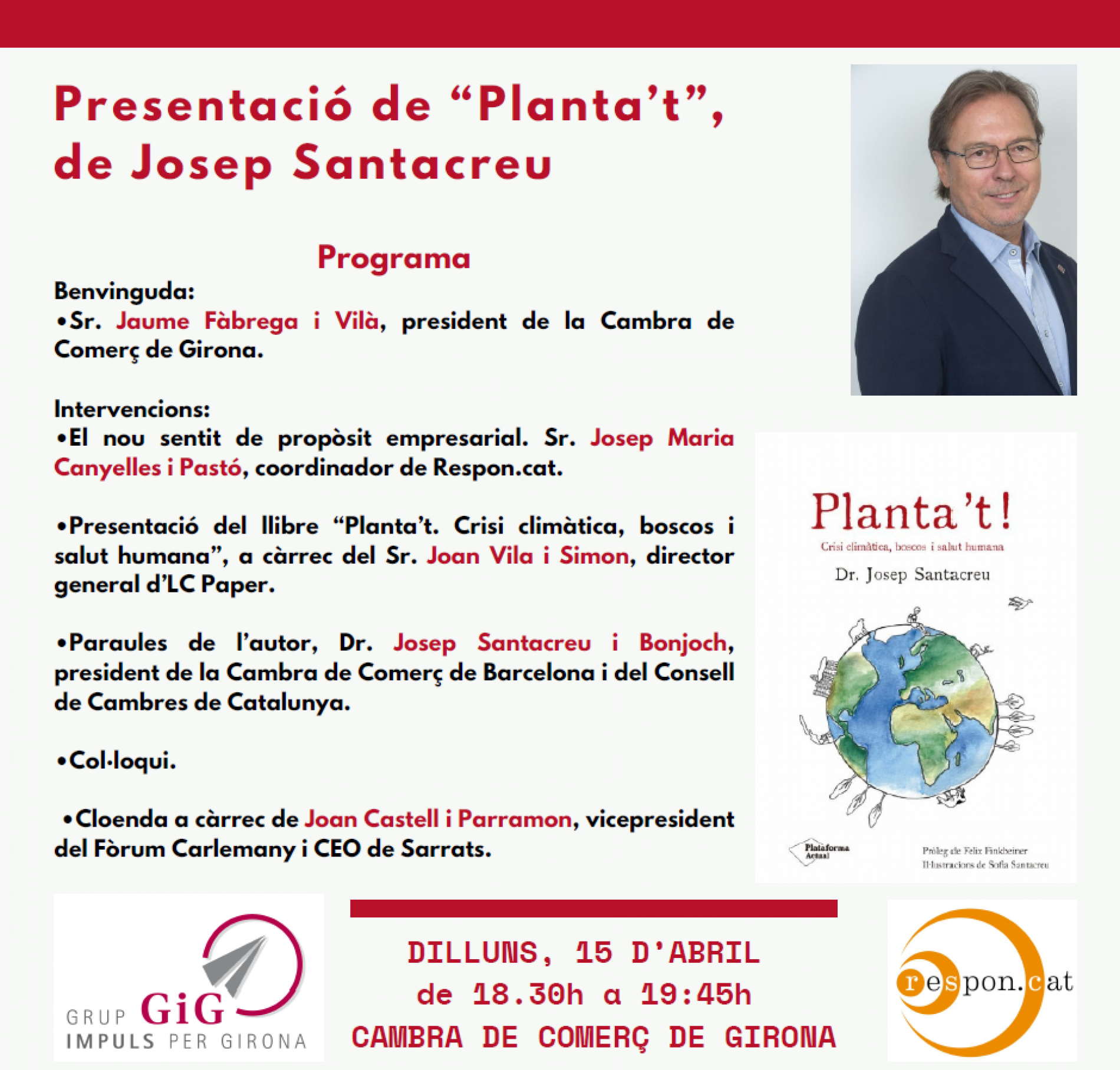 Presentació a Girona del llibre “Planta’t” de Josep Santacreu