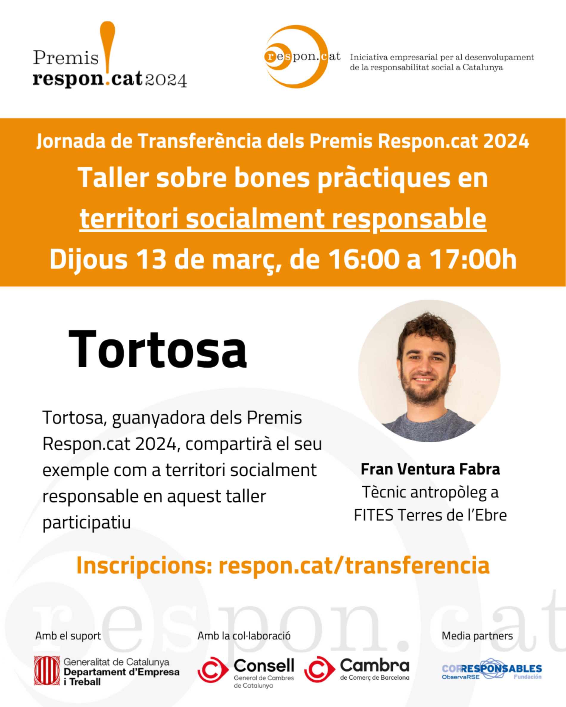 Taller sobre buenas prácticas en territorio socialmente responsable: ¡Inscripciones abiertas en las Jornadas de Transferencia de los Premios Respon.cat 2024!