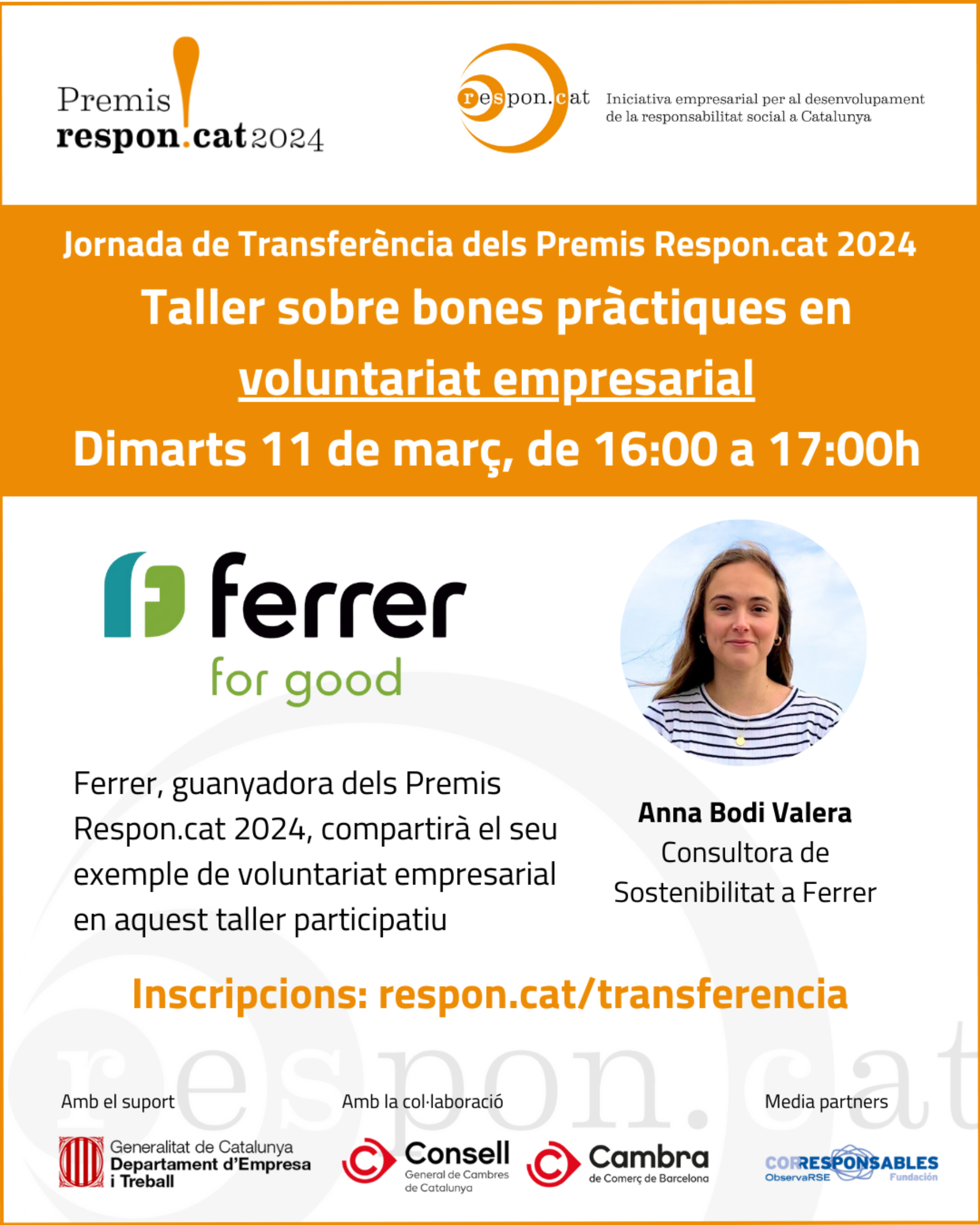 Taller sobre buenas prácticas en voluntariado empresarial: ¡Inscripciones abiertas en las Jornadas de Transferencia de los Premios Respon.cat 2024!