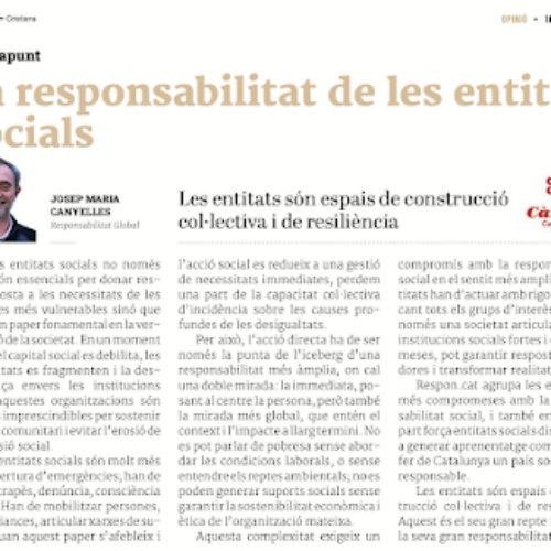 La responsabilitat de les entitats socials. Per Josep Maria Canyelles