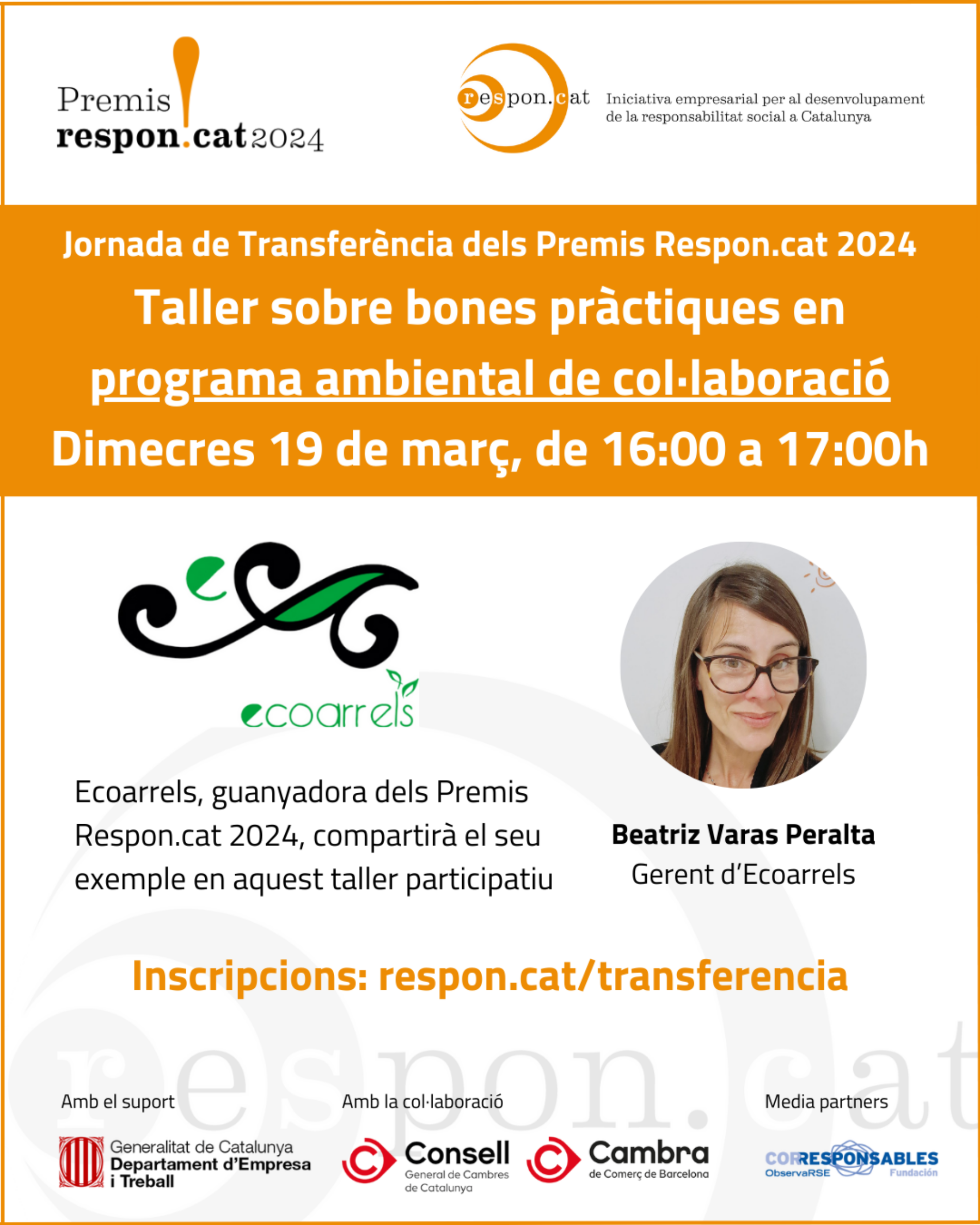 Taller sobre bones pràctiques en programa ambiental de col·laboració: Inscripcions obertes a les Jornades de Transferència dels Premis Respon.cat 2024!