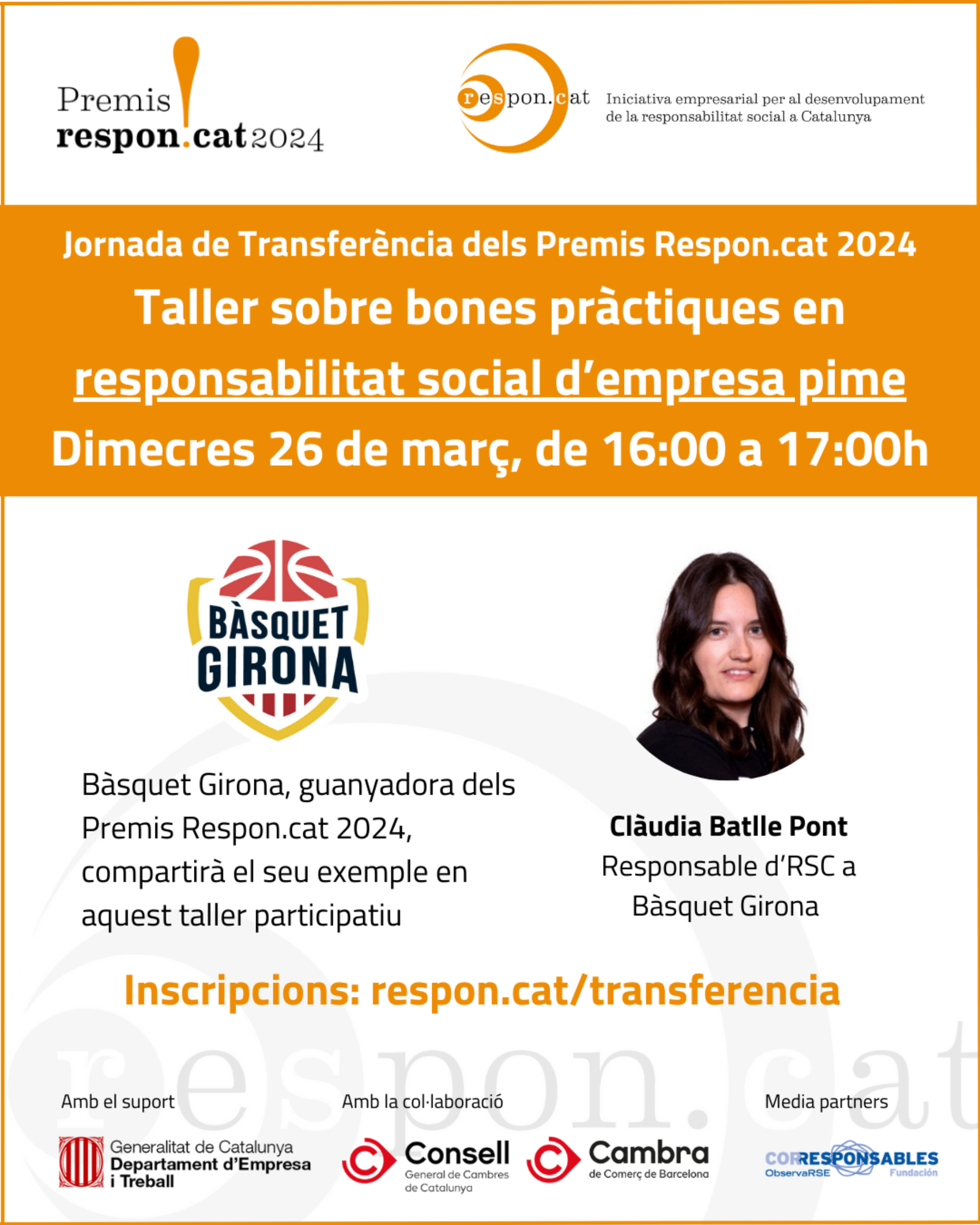 Taller sobre bones pràctiques en responsabilitat social d’empresa pime: Inscripcions obertes a les Jornades de Transferència dels Premis Respon.cat 2024!