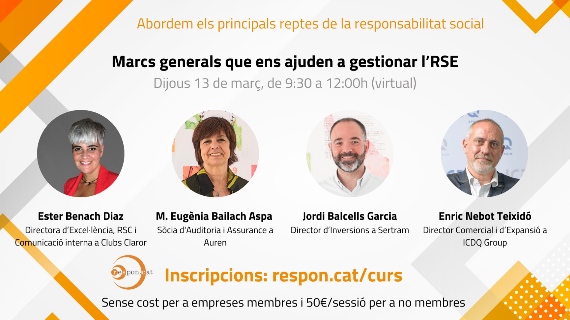 Inscripcions obertes! Marcs generals que ens ajuden a gestionar l’RSE